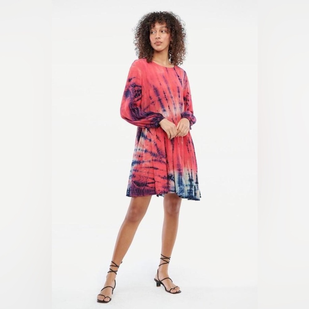 LACAUSA Miro Dress in Firecracker Tie Dye